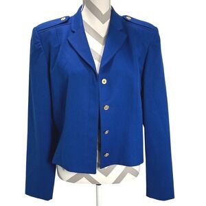 Pendleton Wool Vintage Blazer Royal Blue Gold Button Jacket Size 14 Fits 10/12 L